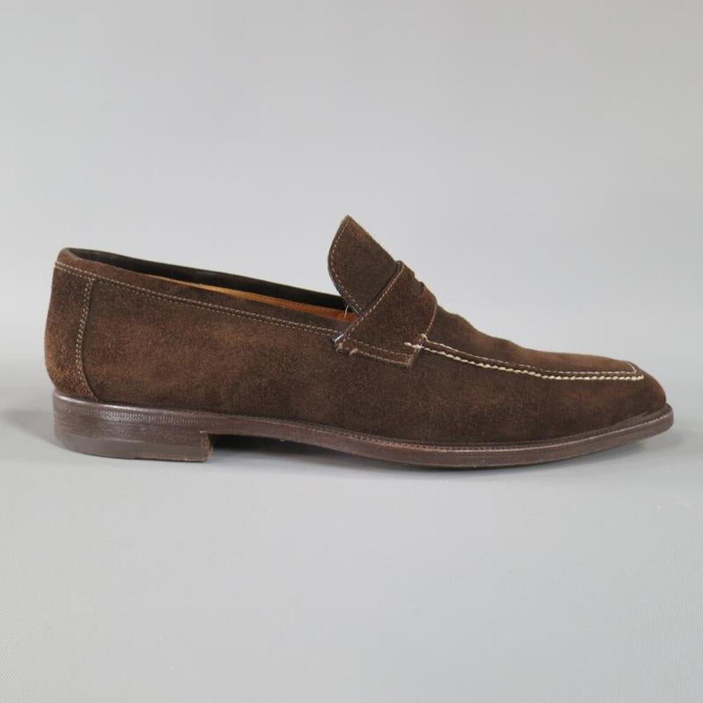 SUTOR MANTELLASSI Size 8 Brown Suede Penny Loafers